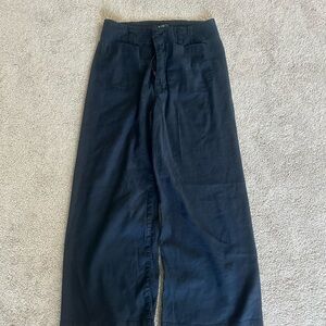 Anthro Collette Crop in Navy Linen